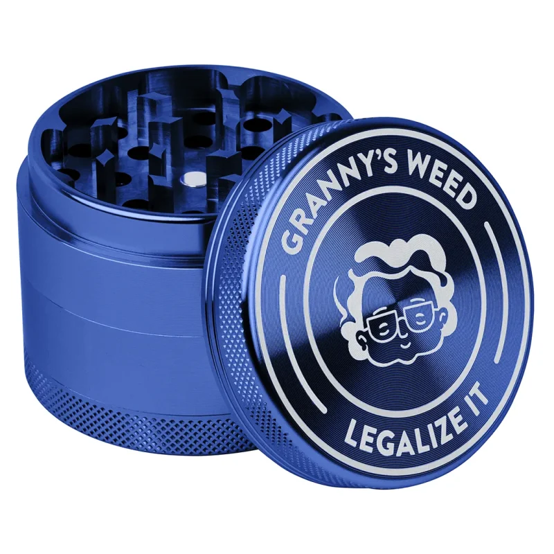 Blå Aluminium Grinder Ø55 mm (3-rum) | GRANNY’S WEED