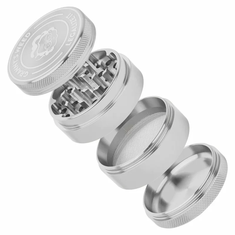 Sølv Aluminium Grinder Ø55mm (3-rum) |GRANNY’S WEED - Image 2